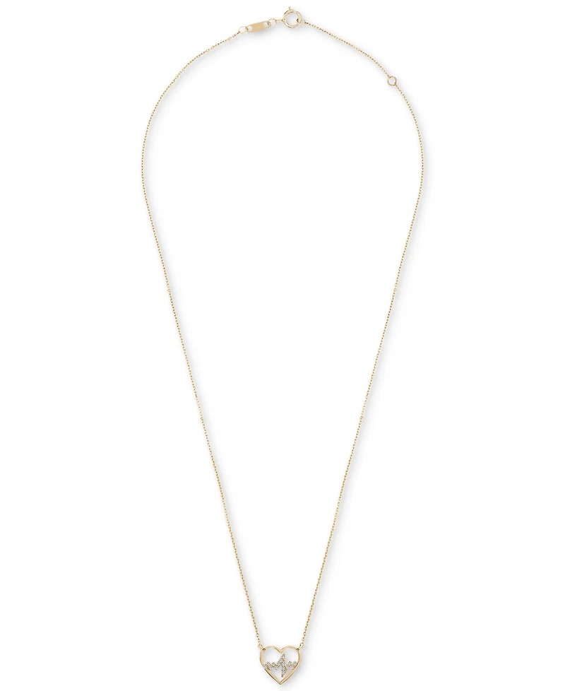 Wrapped Diamond Heartbeat Pendant Necklace (1/10 ct. t.w.) in 10k Gold, 17" + 1" extender, Created by Macy's