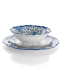 Elama Blue Flower Melamine 12 Pc. Dinnerware Set, Set of 4