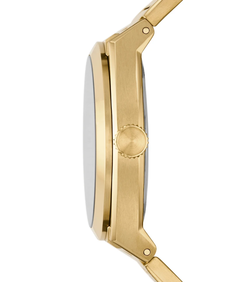 Fossil Men's Everett Three-Hand Date Gold-Tone Stainless Steel Bracelet Watch, 42mm