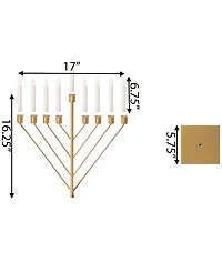 9 Branch Electric Chabad Judaic Chanukah Menorah with Led Candle Design Candlestick