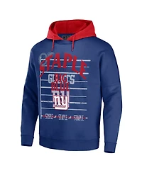 Men's Nfl X Staple Blue New York Giants Oversized Gridiron Vintage-Like Wash Pullover Hoodie