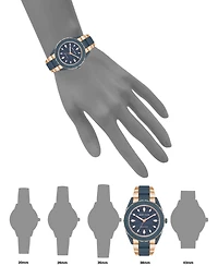 Anne Klein Women's Three-Hand Quartz Rose Gold-Tone and Blue Solar Oceanwork Plastic Bracelet Watch, 38.5mm