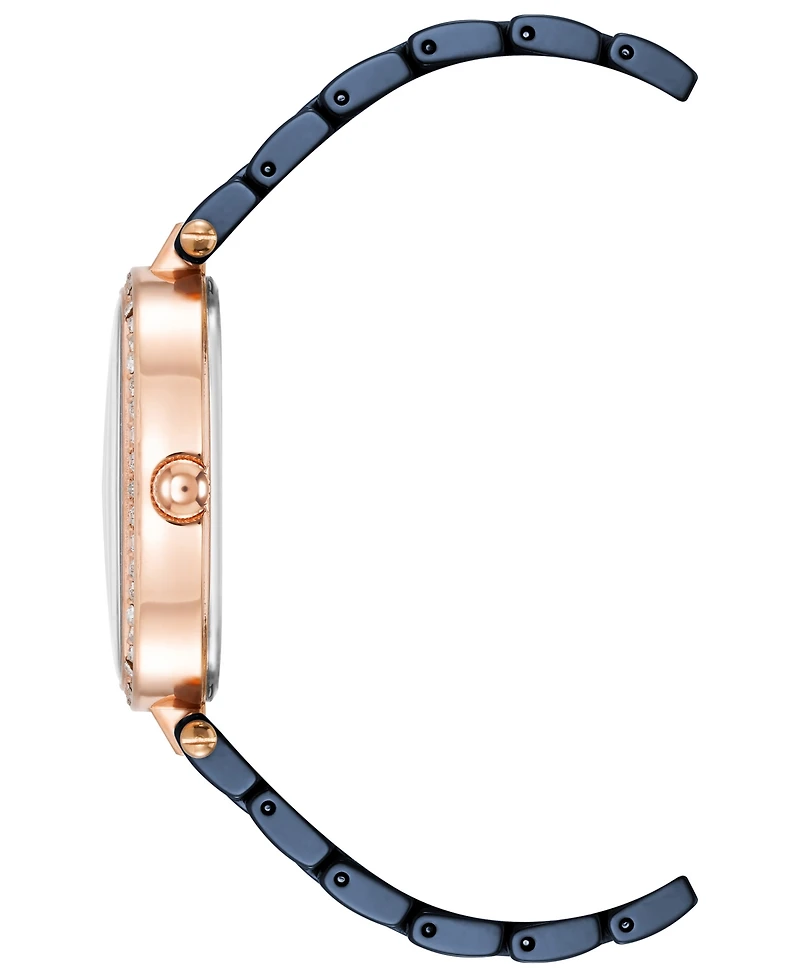 Anne Klein Women's Three-Hand Quartz Navy Ceramic Bracelet Watch, 27mm