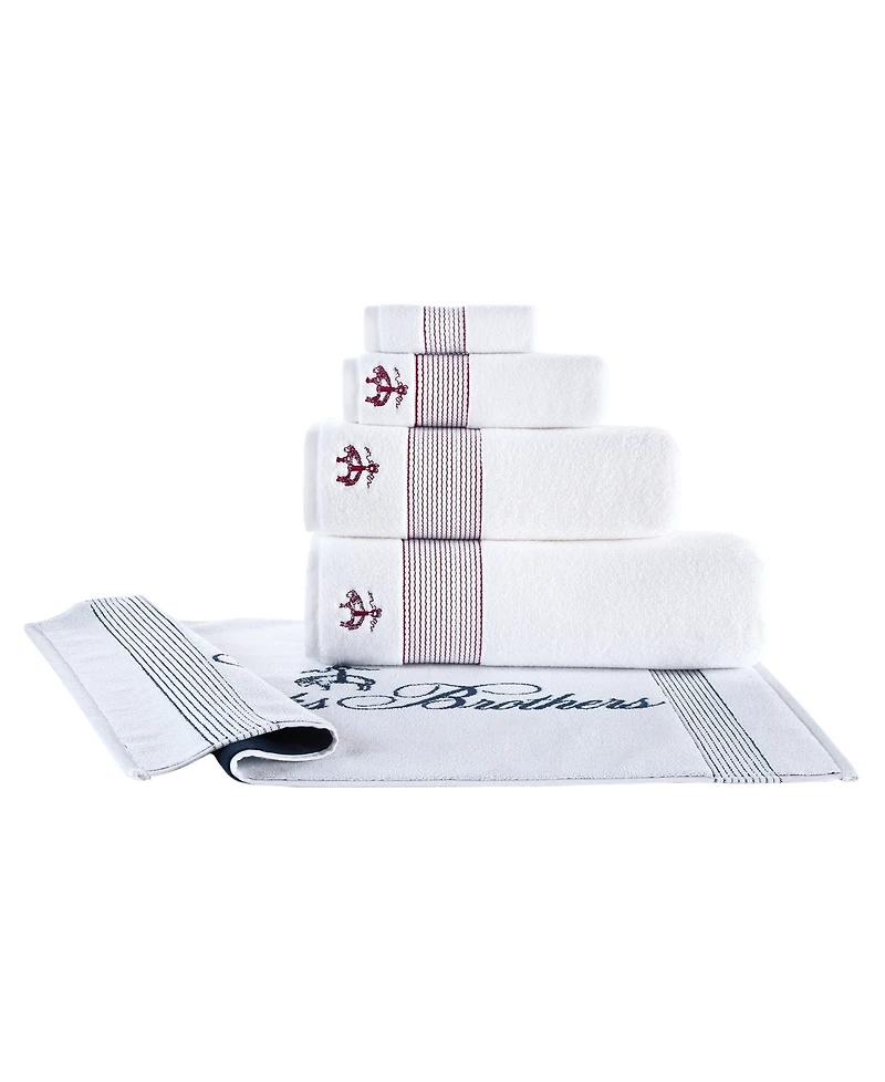 B by Brooks Brothers Rope Stripe Border 4 Piece Turkish Cotton Wash Towel Set