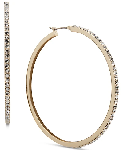 Karl Lagerfeld Paris Large Pave Hoop Earrings, 2.2"