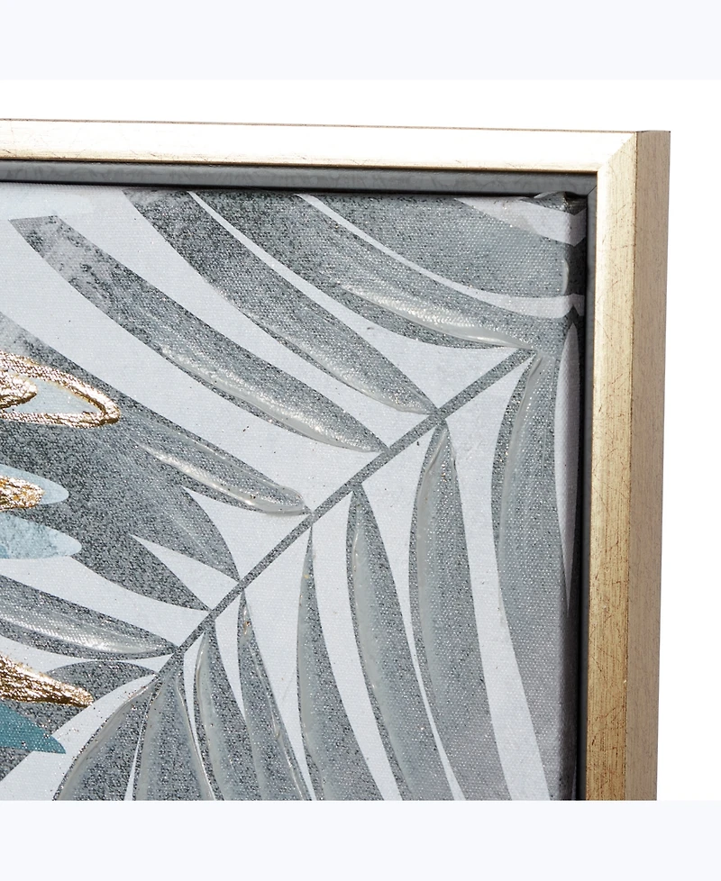 Canvas Coastal Leaves Framed Wall Art, 32" x 1" x 32"
