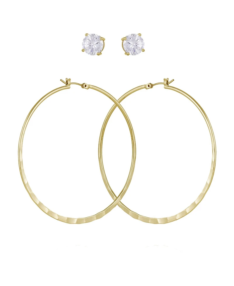 Guess 2-Pc. Set Crystal Stud & Hoop Earrings