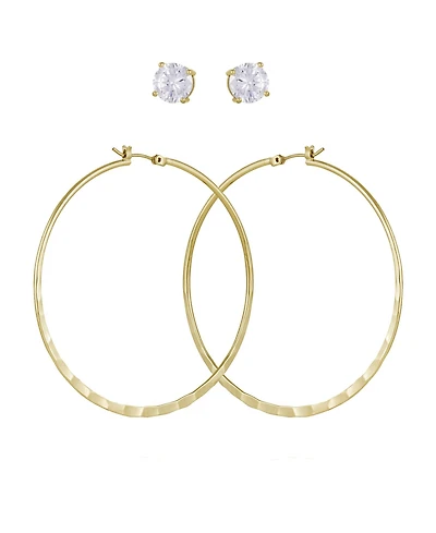 Guess 2-Pc. Set Crystal Stud & Hoop Earrings