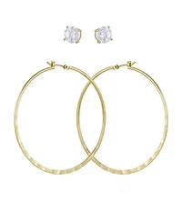 Guess 2-Pc. Set Crystal Stud & Hoop Earrings