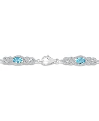 Sky Blue Topaz (3 2/5 ct. t.w.) and White Topaz (2 1/10 ct. t.w.) Bracelet in Sterling Silver
