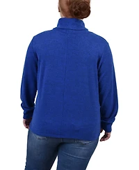 Ny Collection Plus Size Long Sleeve Overlapping Cowl Neck Top