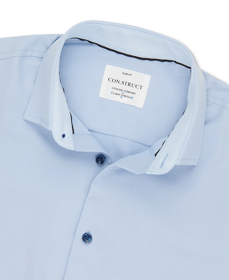 ConStruct Men's Slim-Fit Solid Performance Stretch Cooling Comfort Dress Shirt