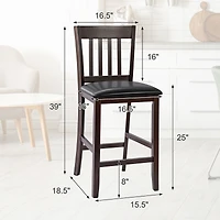 Costway Set of 2 Bar Stools Counter Height Chairs w/ Pu Leather Seat