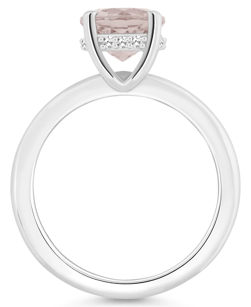 Macy's Women's Rose Quartz (1-3/4 ct.t.w.) and Diamond Accent Ring Sterling Silver