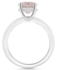 Macy's Women's Rose Quartz (1-3/4 ct.t.w.) and Diamond Accent Ring Sterling Silver