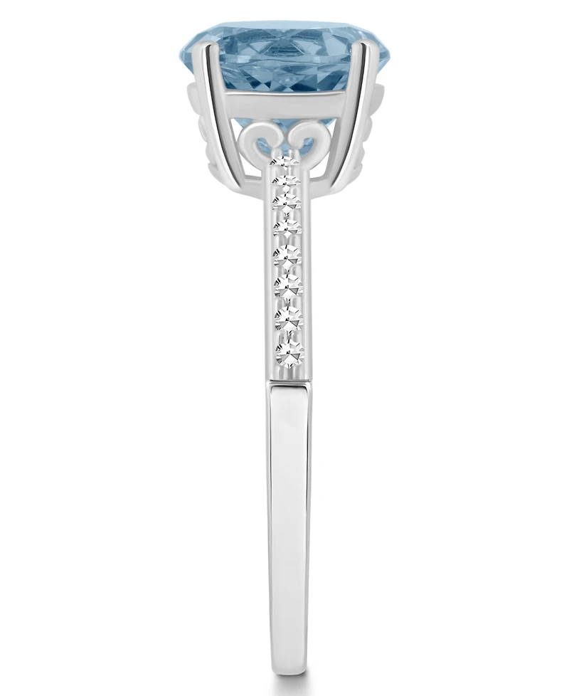 Macy's Women's Sky Blue Topaz (-/5 ct.t.w.) and Diamond (1/10 Ring Sterling Silver