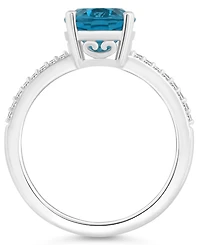 Macy's Women's London Blue Topaz (3-3/5 ct.t.w.) and Diamond (1/10 Ring Sterling Silver