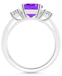 Macy's Women's Amethyst (1-3/4 ct.t.w.) and White Topaz (2/3 3-Stone Ring Sterling Silver