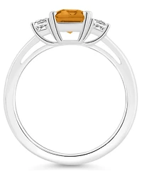 Macy's Women's Citrine (1-3/5 ct.t.w.) and White Topaz (3/4 3-Stone Ring Sterling Silver