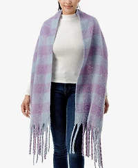Marcus Adler Women's Cozy Plaid Blanket Scarf with Fringe