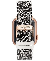 Steve Madden Women's White and Black Faux Leather Band designed for Apple Watch 42mm (Series 10) & 38/40/41mm