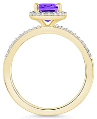 Macy's Amethyst (1-1/5 ct. t.w.) and Lab Grown Sapphire (1/5 Halo Ring 10K Yellow Gold