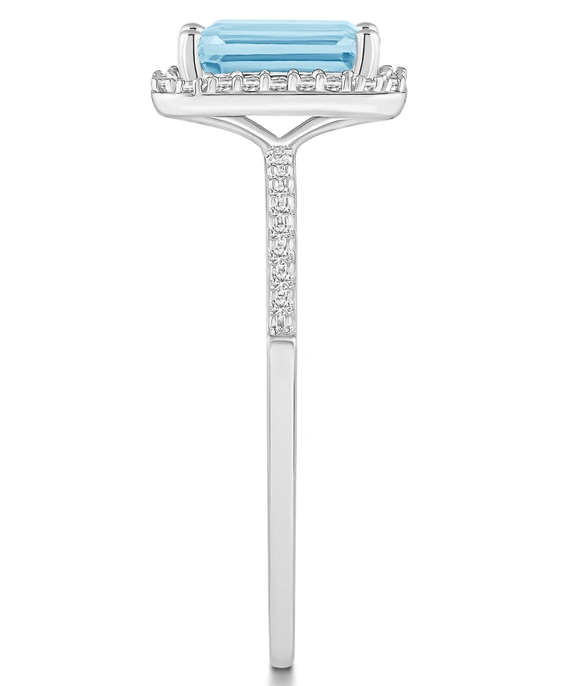 Lab-Grown Spinel Aquamarine (1-3/4 ct. t.w.) and Sapphire (1/4 Halo Ring 10K White Gold