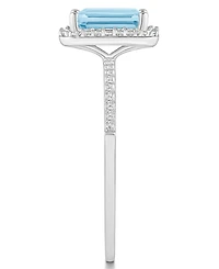 Lab-Grown Spinel Aquamarine (1-3/4 ct. t.w.) and Sapphire (1/4 Halo Ring 10K White Gold