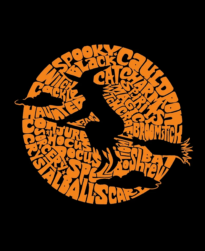 La Pop Art Men's Spooky Witch Word Long Sleeve T-shirt