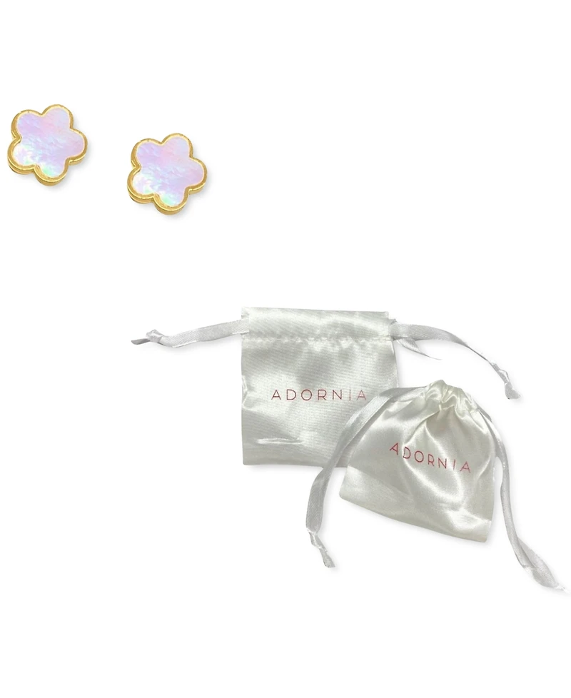 Adornia White Mother Of Pearl Clover Stud Earrings