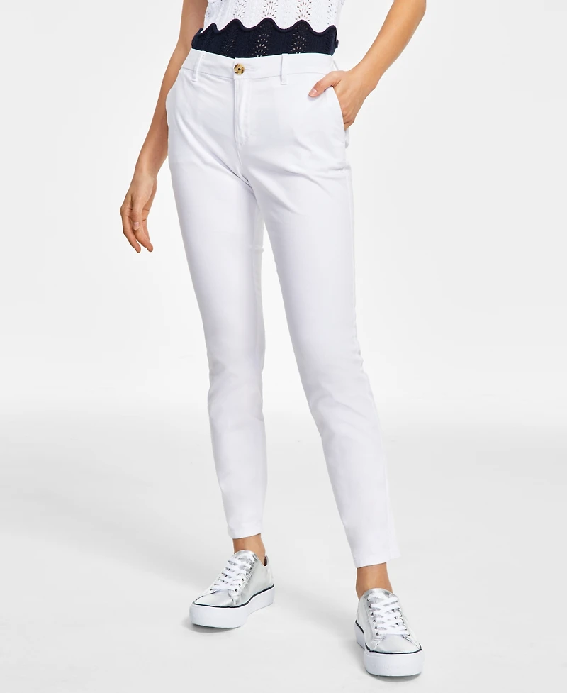 Tommy Hilfiger Women's Th Flex Hampton Cuffed Chino Straight-Leg Pants, Created for Macy's