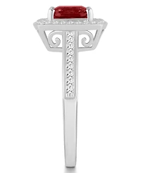 Macy's Garnet (1-3/4 ct. t.w.) and Diamond (1/4 Halo Ring Sterling Silver