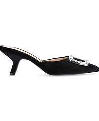 Journee Collection Women's Rishie Ornamented Kitten Heel Velvet Slip On Pumps