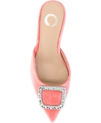Journee Collection Women's Rishie Ornamented Kitten Heel Velvet Slip On Pumps