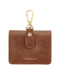 Anne Klein Women's Honey Brown Faux Leather Case with Spring Clip designed for AirPods Pro