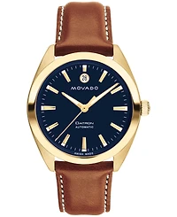 Movado Men's Heritage Datron Swiss Automatic Cognac Genuine Leather Strap Watch 40mm