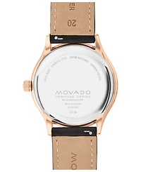 Movado Men's Heritage Calendoplan Swiss Quartz Black Genuine Leather Strap Watch 40mm