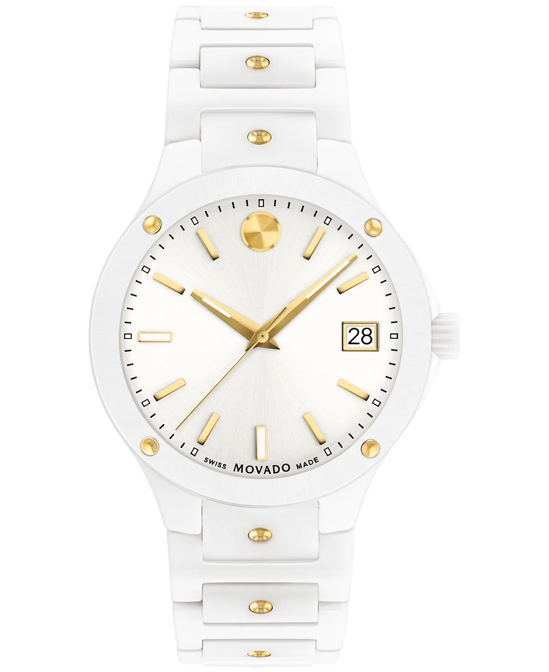 Movado Women's Se Swiss Quartz Ceramic Yellow Pvd Bracelet Watch 33mm
