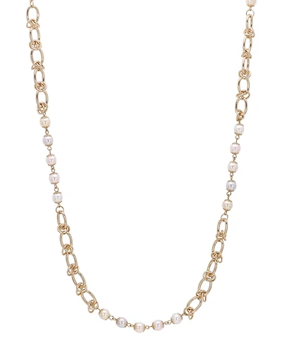 2028 Gold-Tone Multi-Color Imitation Pearl Chain Strand Necklace