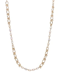 2028 Gold-Tone Multi-Color Imitation Pearl Chain Strand Necklace