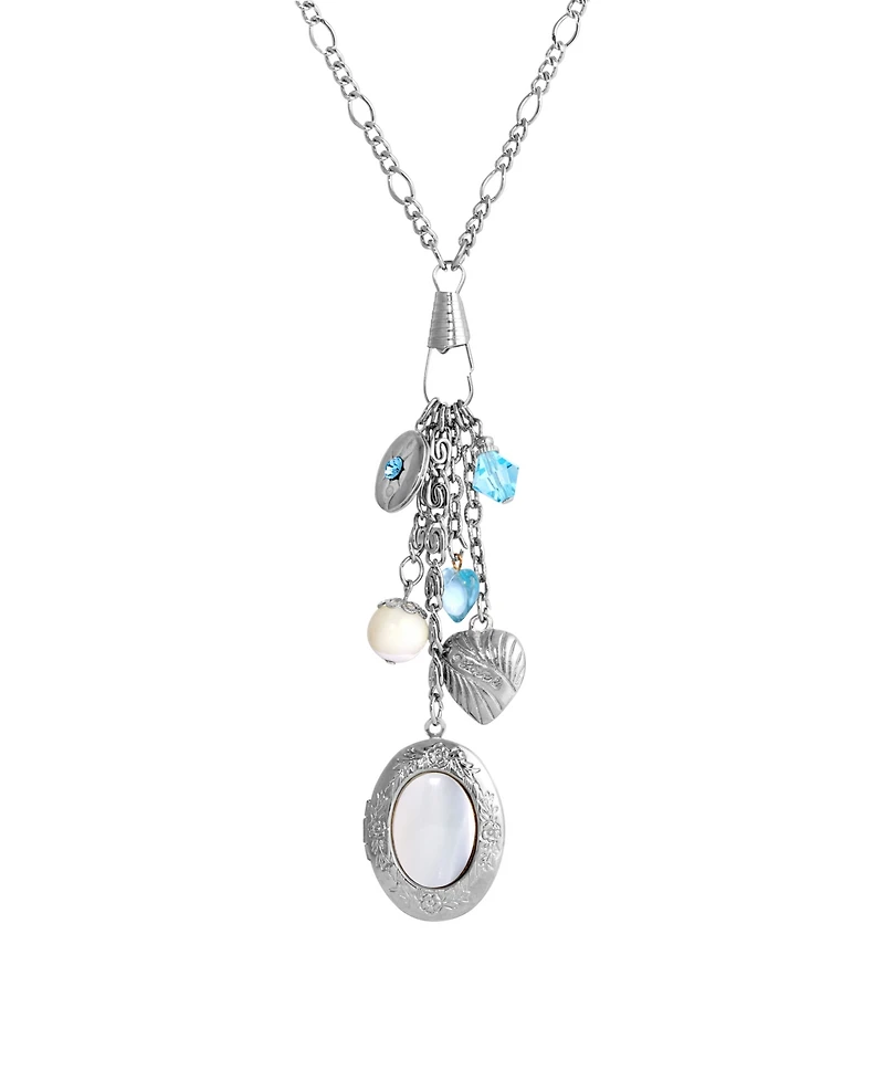 2028 Silver-Tone Mother of Pearl Charm Necklace
