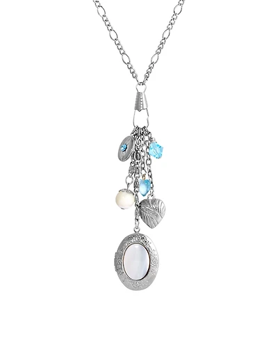 2028 Silver-Tone Mother of Pearl Charm Necklace