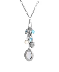 2028 Silver-Tone Mother of Pearl Charm Necklace