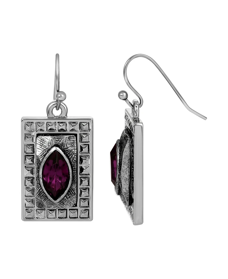 2028 Square Amethyst Drop Earrings