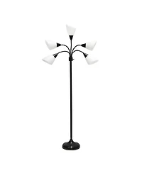 Simple Designs 5 Light Adjustable Gooseneck Floor Lamp with Shades