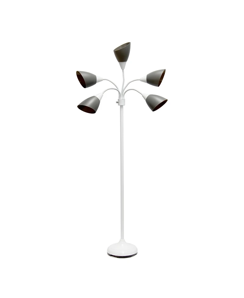 Simple Designs 5 Light Adjustable Gooseneck Floor Lamp with Shades