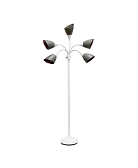 Simple Designs 5 Light Adjustable Gooseneck Floor Lamp with Shades