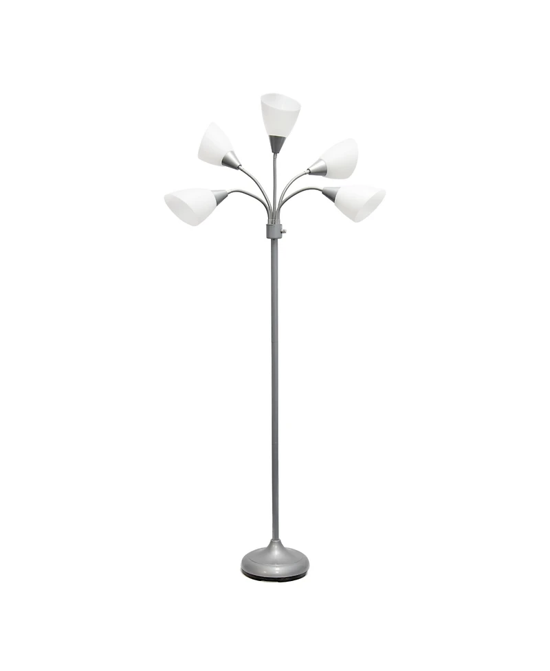 Simple Designs 5 Light Adjustable Gooseneck Floor Lamp with Shades