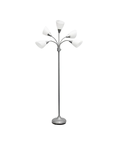 Simple Designs 5 Light Adjustable Gooseneck Floor Lamp with Shades
