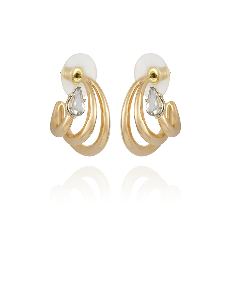 Vince Camuto Gold-Tone and Crystal Small Hoop Earring with Stones